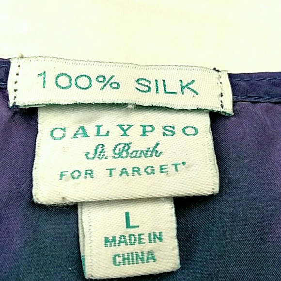 Calypso St. Barth Purple Tie Dye 100% Silk Top - Picture 3 of 6